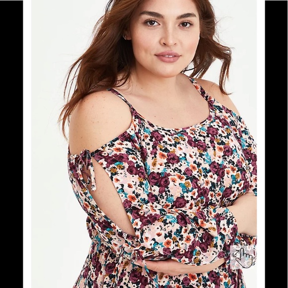 Torrid Gauze Cold Shoulder Floral Dress - Picture 3 of 7
